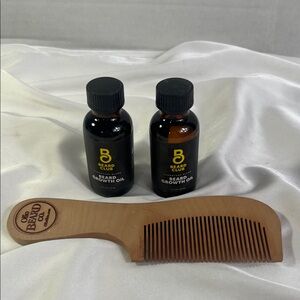 Beard Growth Oil Set with Wooden Comb - Signature Blend 1 Fl Oz Each
